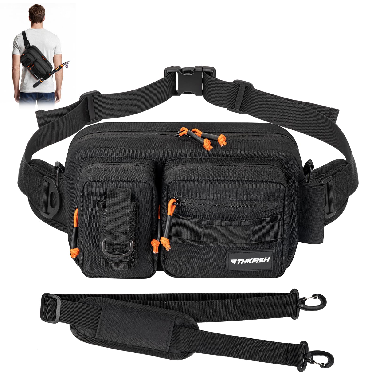 THKFISH Fishing Waist Pack, Fishing Tackle Bag Waterproof Fanny Pack for Women & Men Portable Sling Bag