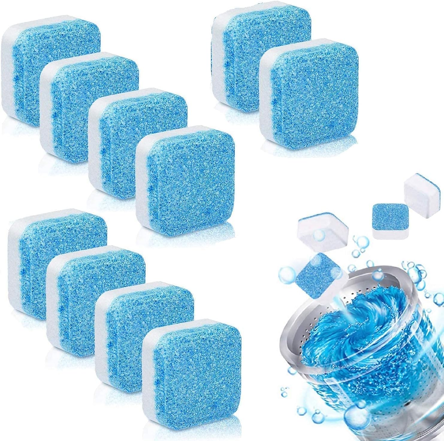 10 Pcs Washing Machine Deep Cleaner Tablet for Washing machines Front and Top Load Machine Descaling Powder Tablet for Tub Cleaning&Drum Stain Remover of washing machine Descaler Powder