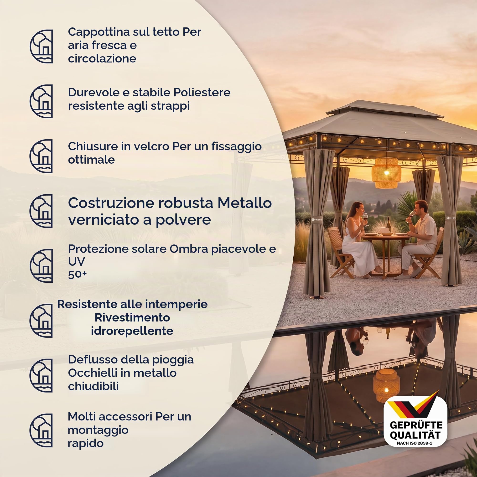 Casaria Gazebo Topas Padiglione 3x4m in Metallo