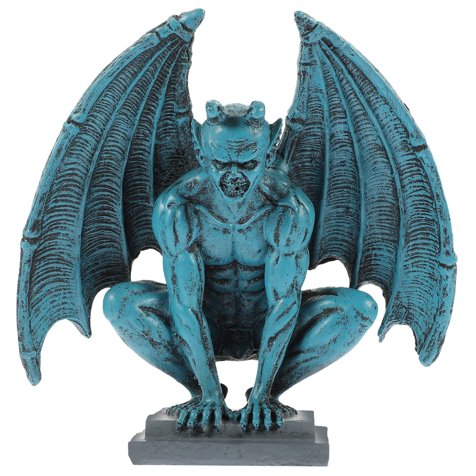 Cabilock 2st Wasserspeier-Statue Gartenschmuck Garten-solar- Märchengarten Outdoor-Ornamente Vogelbäder Außerirdischer Zwerge Solargarten-außenstatuen Drachen Figur Harz
