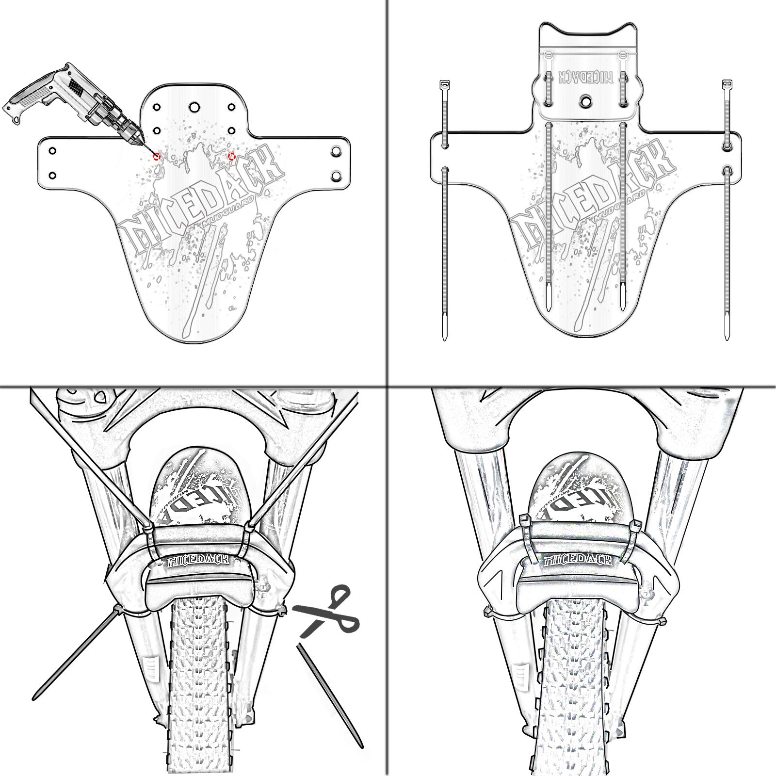 Parafanghi MTB NICEDACK - Set Anteriore E Posteriore Per Bici 20-29 Pollici, Materiale PP Flessibile, Multicolore - Foto 5