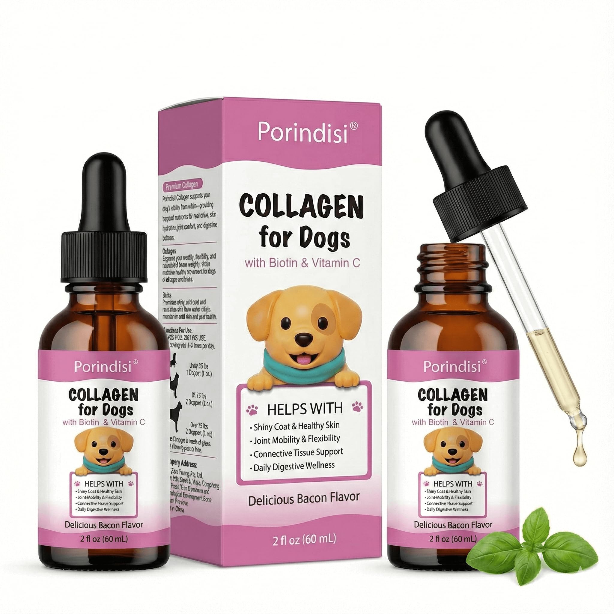 Liquid Collagen Drops for Dogs – Supplement for Joints & Mobility, Supports Skin & Coat – Easy Mix