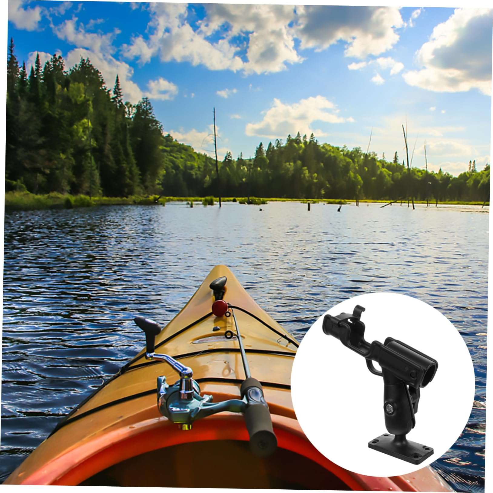 HANABASS Portacanne per Kayak in Nylon Nero Base Rotante a 360 Gradi, Supporto Stabile Anti-scivolo per Canne da Pesca, per Attività di Pesca in Kayak