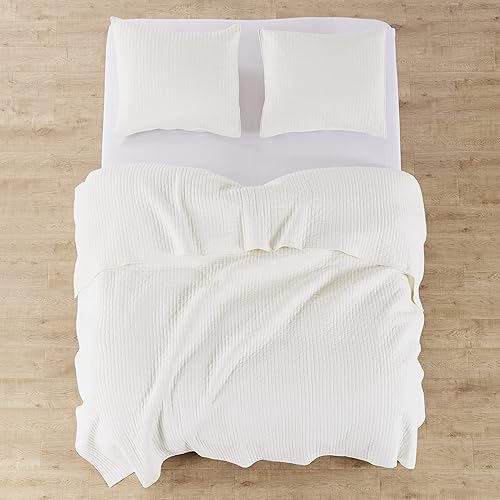 Miniatura 7 de Levtex Home - Juego de colcha de punto de cruz color crema - Colcha acolchada King y dos fundas de almohada King - Patrón de punto de cruz - Colcha