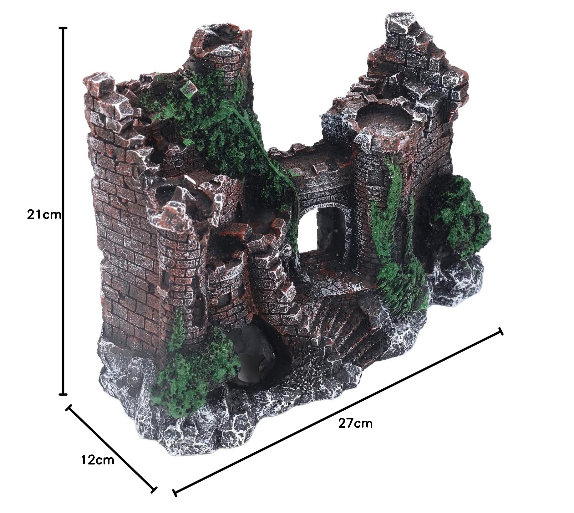 Decorazione del castello dell'acquario, ornamento del castello dell'acquario, casa per acquario in resina realistica con nascondiglio per acqua dolce salata, decorazione non