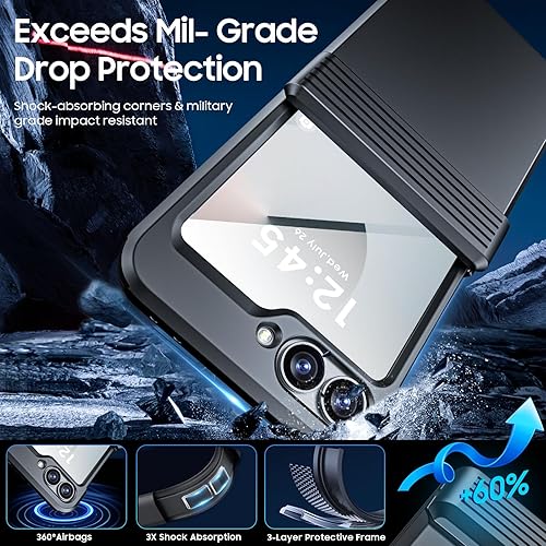 Miniatura 5 de CENMASO - Funda para Samsung Galaxy Z Flip 6 con protector de pantalla integrado y protección de bisagra, protección ultrafina de cuerpo completo a