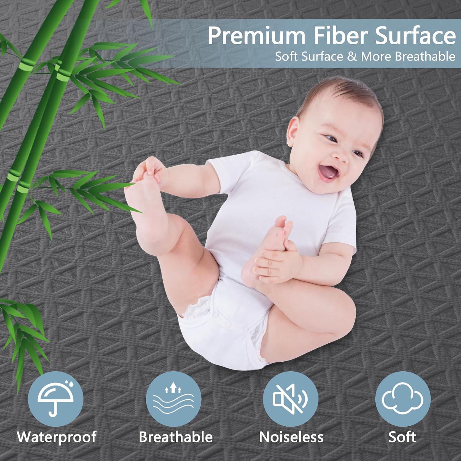 Premium Waterproof Mattress Protector Queen Size, Breathable Bed Cover 3D Air Fabric Cooling Mattress Pad Cover Smooth Soft Noiseless Washable, 8''-21'' Deep Pocket (Gray) Queen Grey