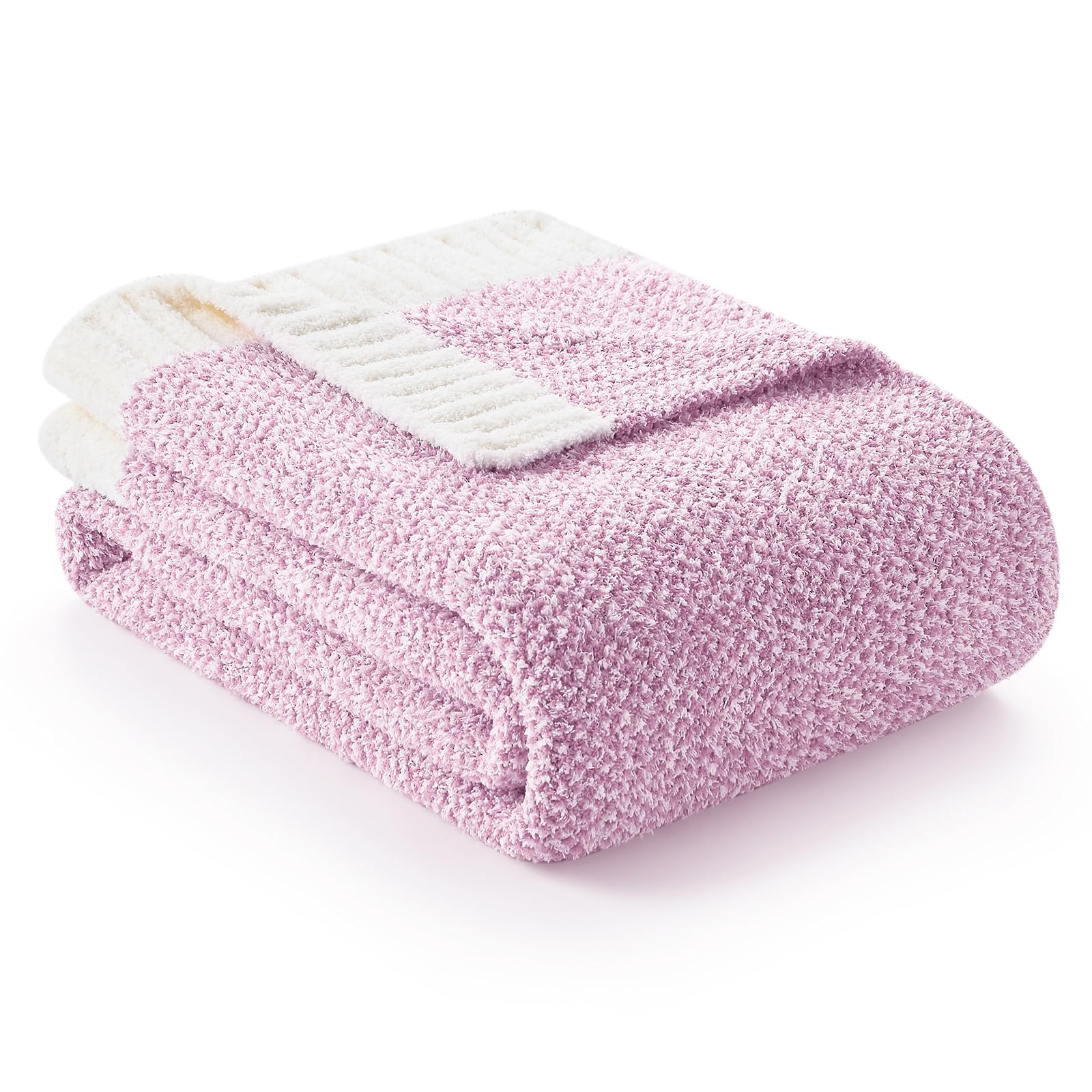Snuggle Sac Purple Throw Blanket for Couch, Super Soft Warm Blankets Cozy Knit Fuzzy Plush Lightweight Throws for Sofa, Bed,Living Room, Heather Lilac, 50x60 inches — image 1