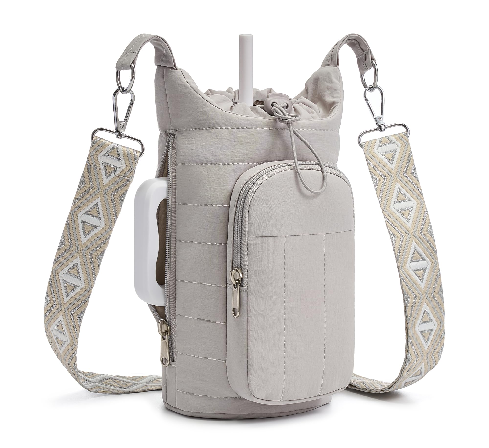 Photo 1 of WOOMADA Water Bottle Holder Bag with Strap, 40/32 oz Crossbody Bag Gym Accessories, Sling Purses for Women(Grey)