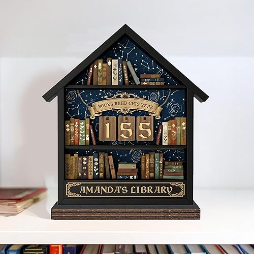 Miniatura 5 de Rastreador de Lectura de Libros Personalizado, Contador de Libros Leídos Este Año, Decoración de Biblioteca, Letrero de Seguimiento de Libros para