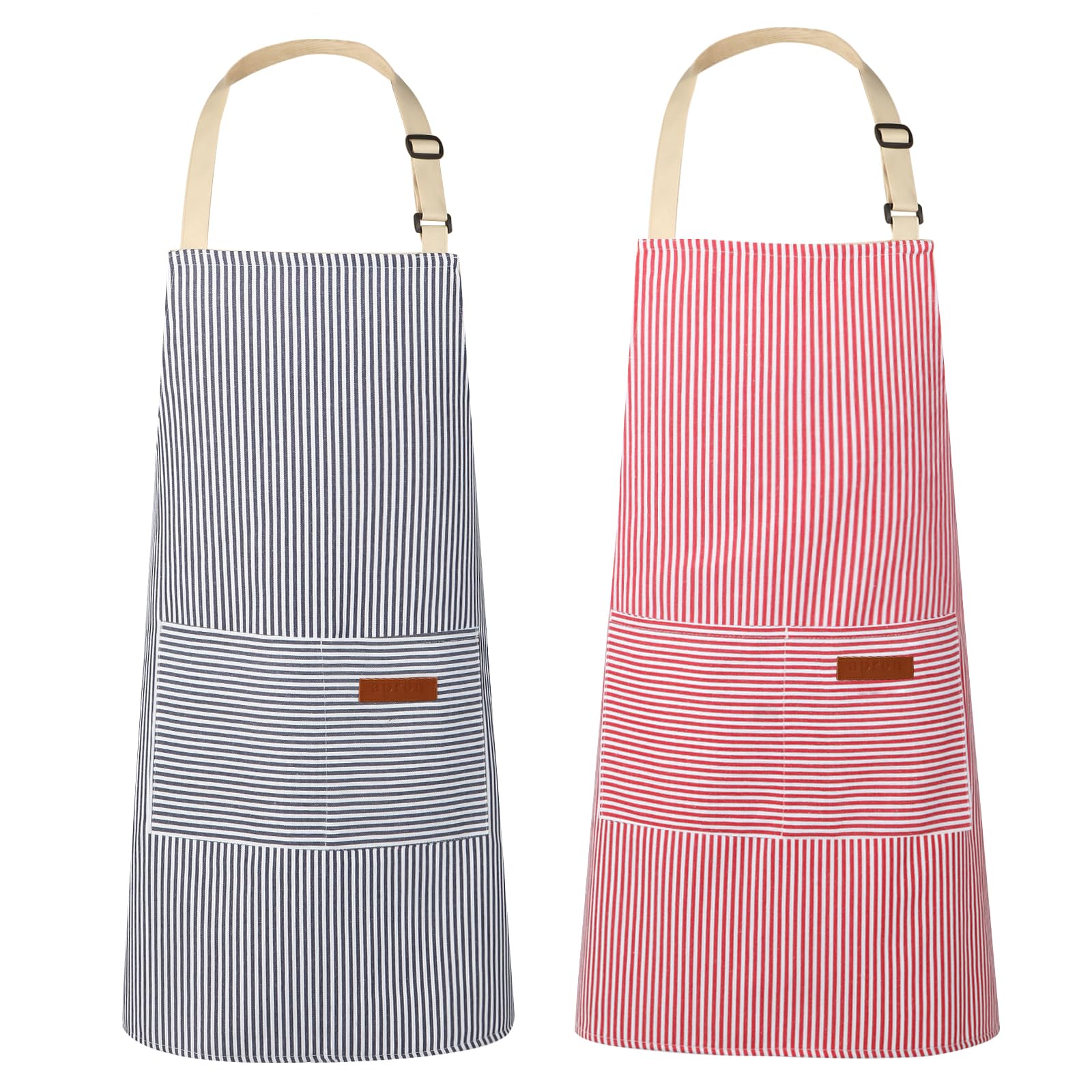 VALOME 2 Pack Kitchen Aprons, Apron for Cooking with 2 Pockets, Unisex Adjustable Neck Strap Chef Aprons for Men Women (PINK & BLUE) - aprons | Mubboo