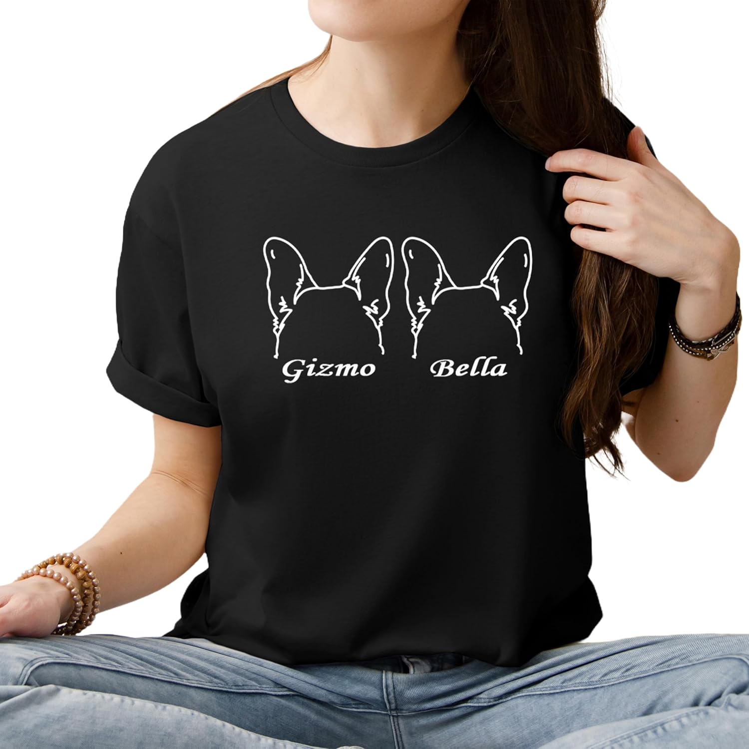 Custom Dog Mom Shirt for Women Pet Ears Sweatshirt with Name Unique Puppy Line Art Cute Dad Hoodie for DogDad Owner Lover - Image 9