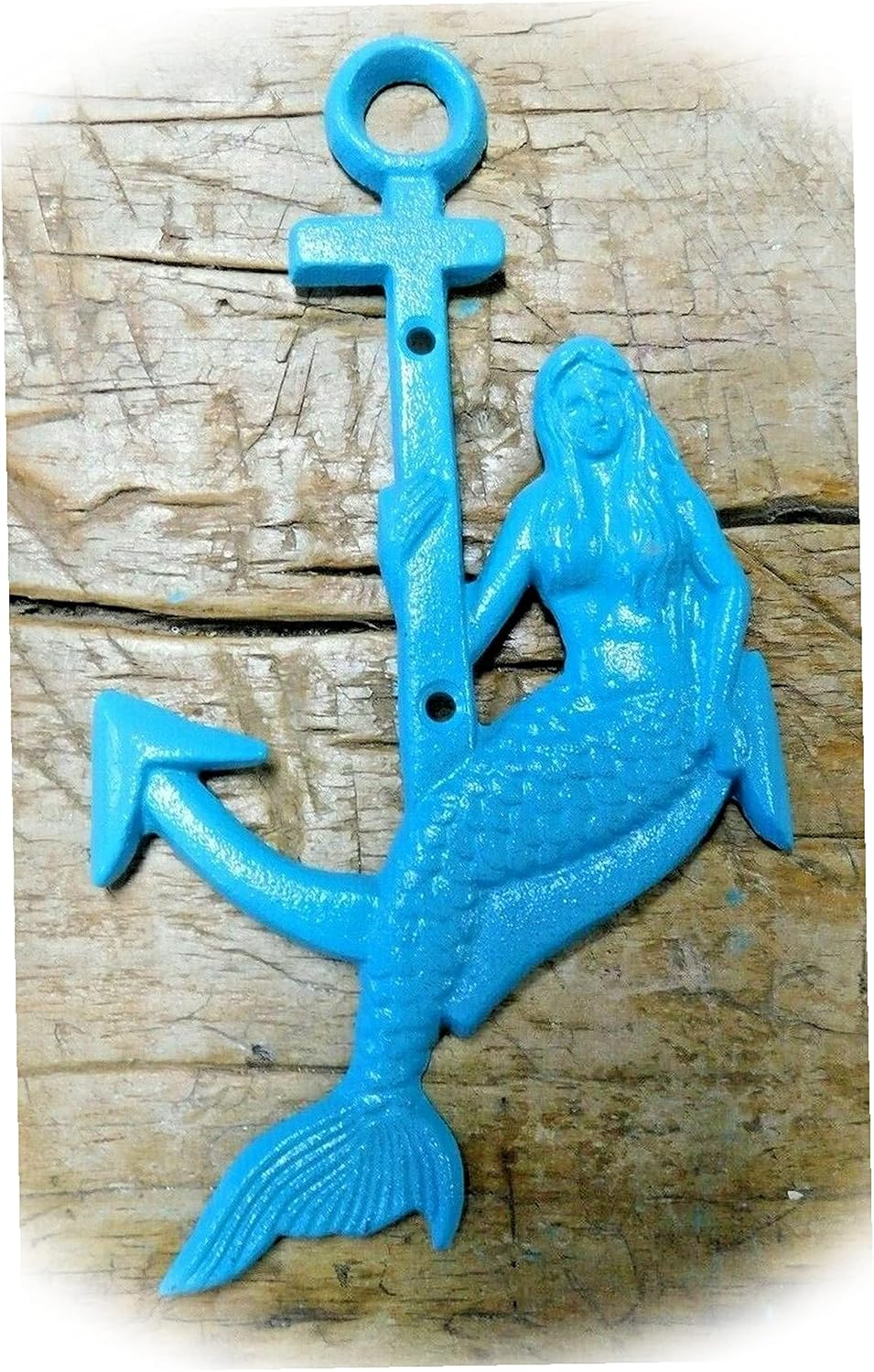 New Cast Iron Mermaid on Anchor Plaque Sign Nautical