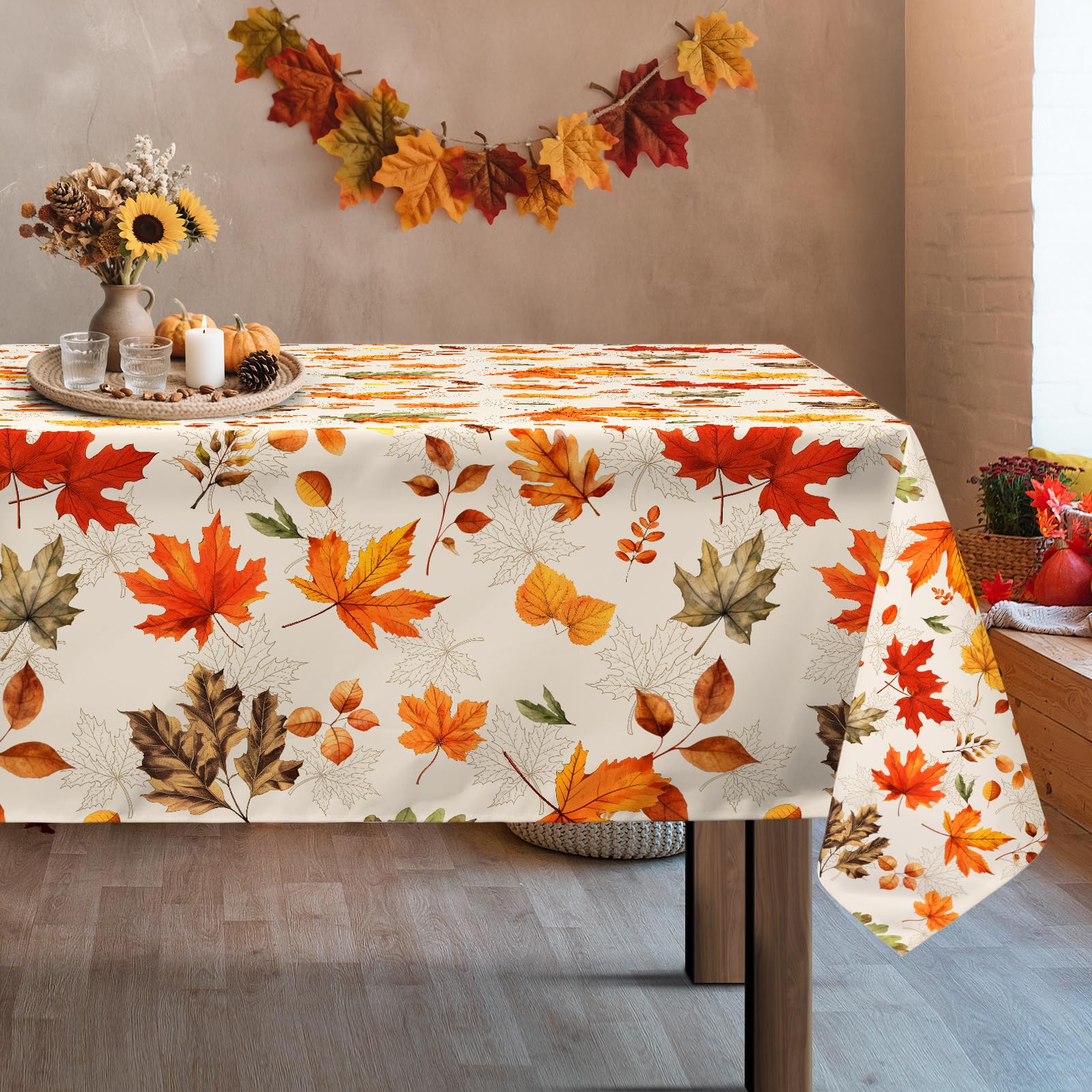Arquiel Nappe De Table Rectangulaire Oiseau Succursales, Rétro Herbe Antitache Imperméable, Nappes RéSistante Et Lavable Pour La Cuisine été Automne (140x180cm