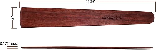 Miniatura 2 de Utensilios de cocina hechos a mano de 11 pulgadas, espátula fina para saltear madera oscura, espátula de madera plana multiusos, perfecta para