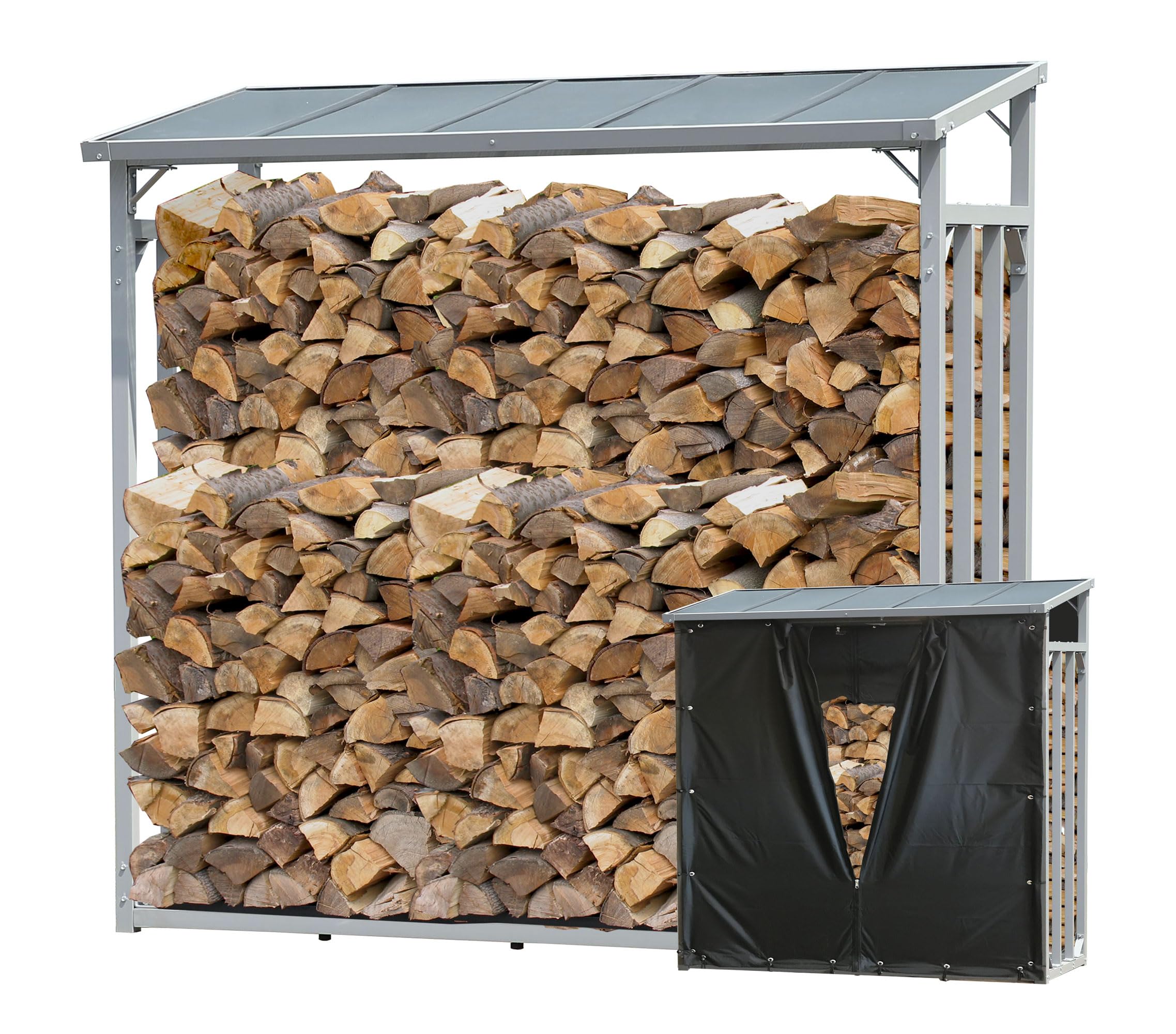 ML-Design Metalen brandhoutrek met deksel 200x25x115 cm