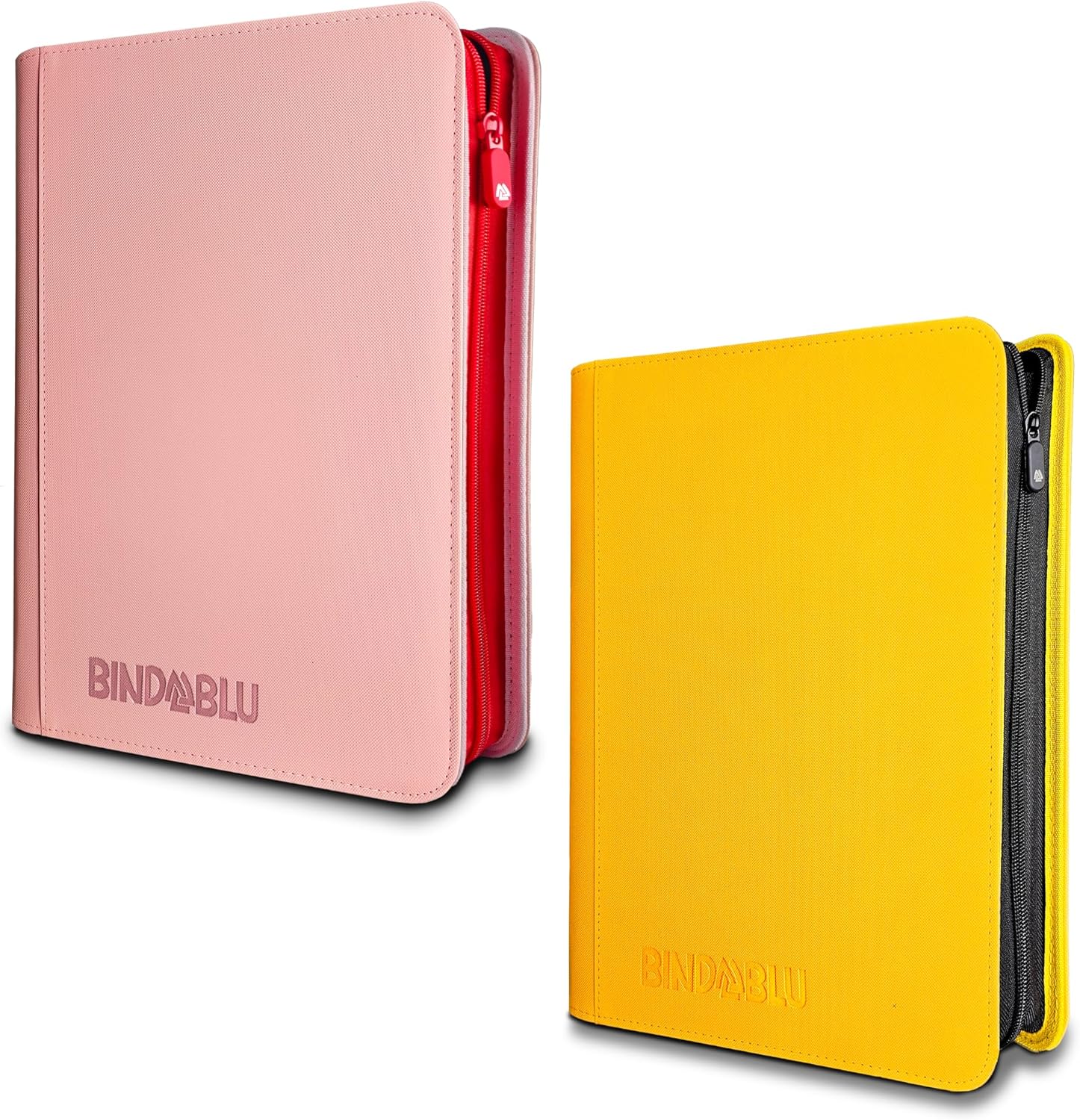 Bundle of 9 Pocket Trading Card Zip Binder - Pink card binder and Yellow card binder - 360 Side Loading Pocket Binder for Collectible Games, Sport, TCG
