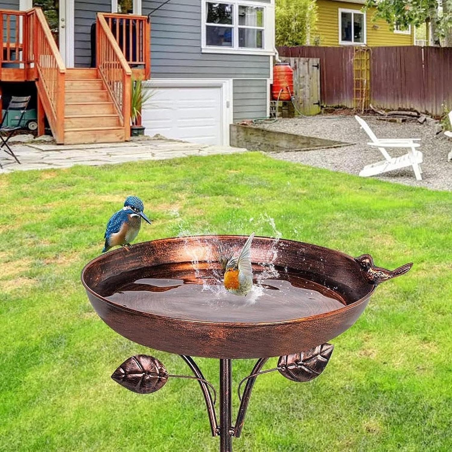 Bath Iron 5 Pronged Base Feeder Bowl for Outdoor Yard Backyard