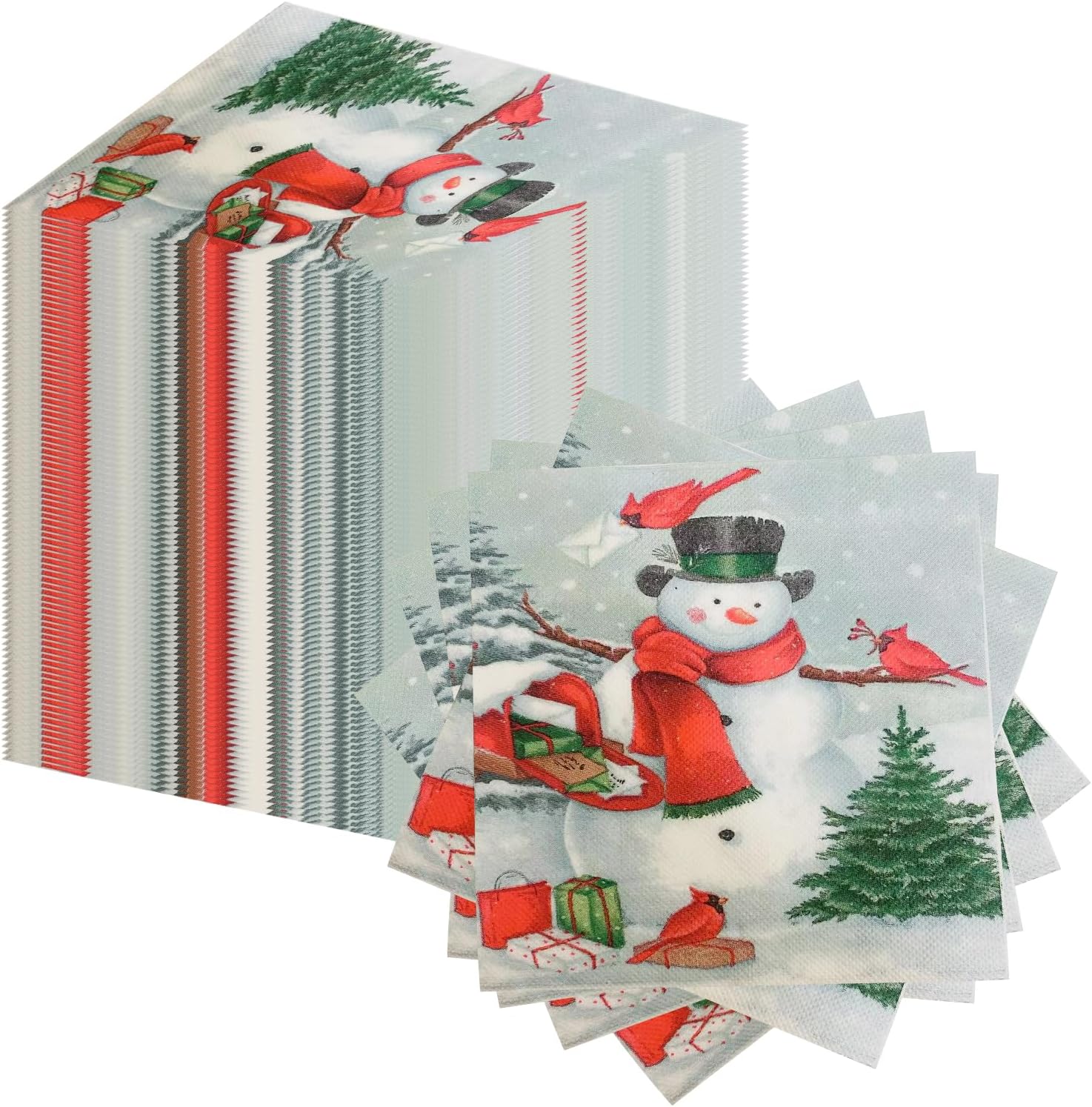 UgyDuky 100Pcs Christmas Paper Napkins Christmas Cocktail Napkins