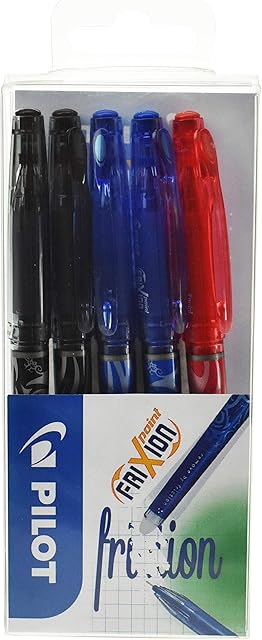 Pilot Frixion Point Erasable Rollerball, 0.5 mm Tip - 2 Black/2 Blue/1 Red, Pack of 5