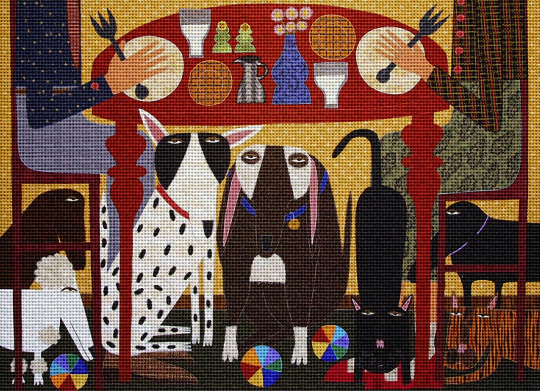 Art Needlepoint Under The Table Needlepoint Canvas by Chris Roberts-Antieau