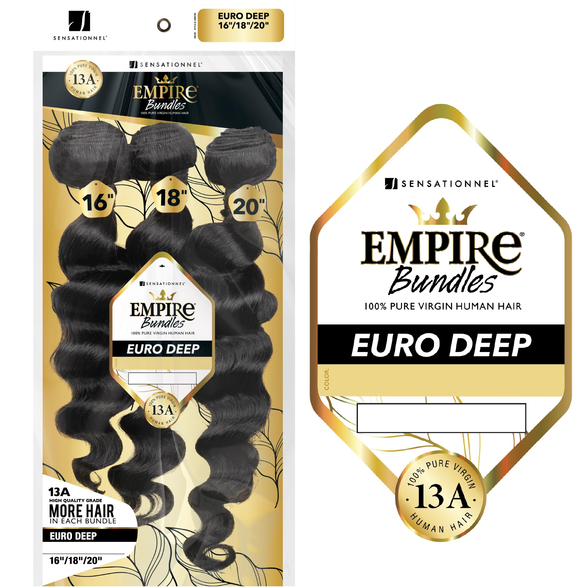 Sensationnel Empire Bundles Multi - Euro Deep 10A groviglio capelli umani senza capannone per tessitura e cucire in stili (12 14 40,6 cm, naturale/nero)