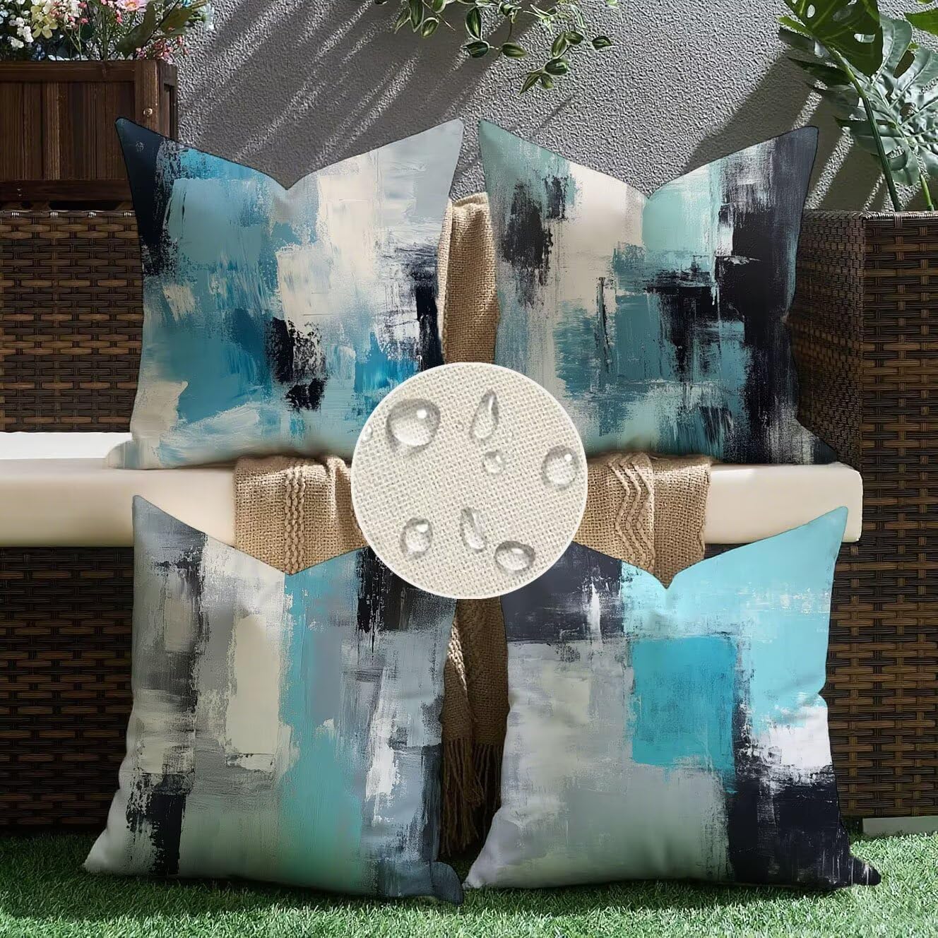 Niebieska poszewka na poduszkę 70 x 70 zestaw 4, poszewki na poduszki prostota kwadratowa sofa poszewki na poduszki pościel poszewka na poduszkę wodoodporna, oddychająca poszewka na poduszkę, na sofę