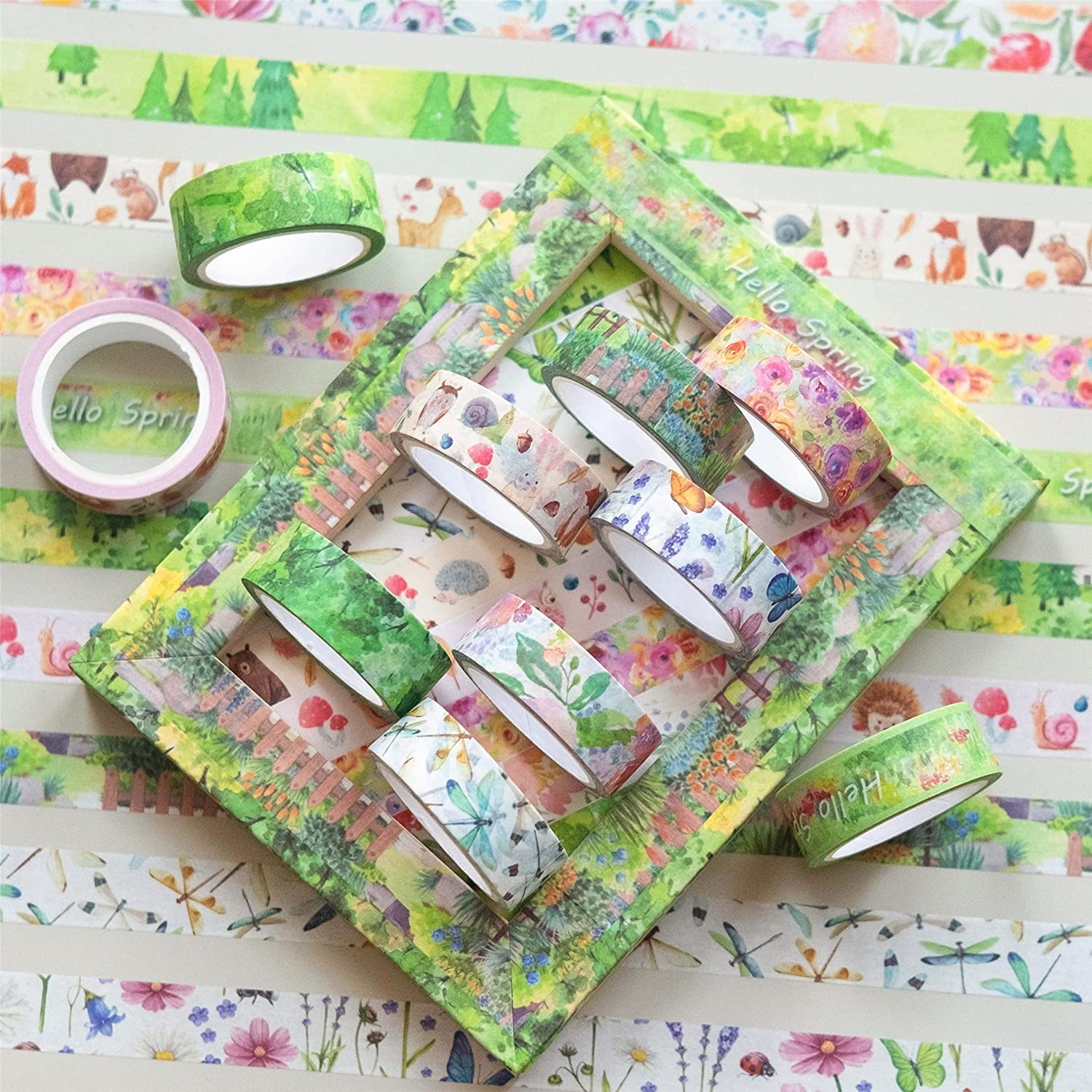Set 10 Washi Tape Primavera - Nastri Decorativi Per Journaling, Scrapbooking, 15mm X 5m - Foto 4