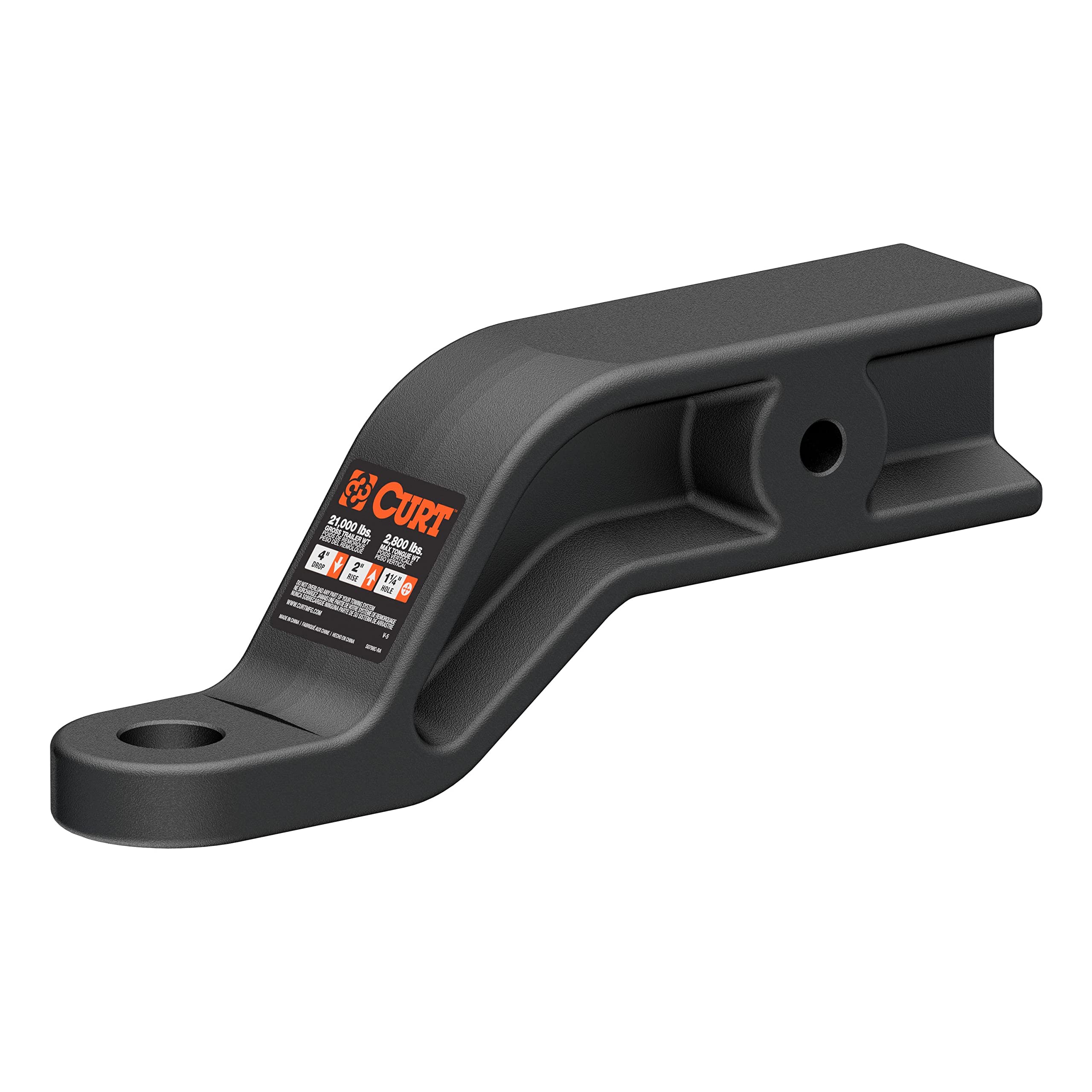 45430 Industrial Duty Forged Trailer Hitch Ball Mount, Fits 3-Inch Receiver, 21,000 Lbs, 1-1/4-Inch Hole, 4-Inch Drop, 2-Inch Rise