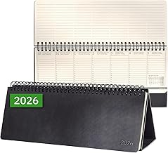 SIGEL C2680 Tischkalender Querkalender 2026, large, schwarz, Hardcover, 2 Seiten = unten Woche/oben Notizseite, 132 Seiten, zum Aufstellen, aus nachhaltigem Papier, Conceptum