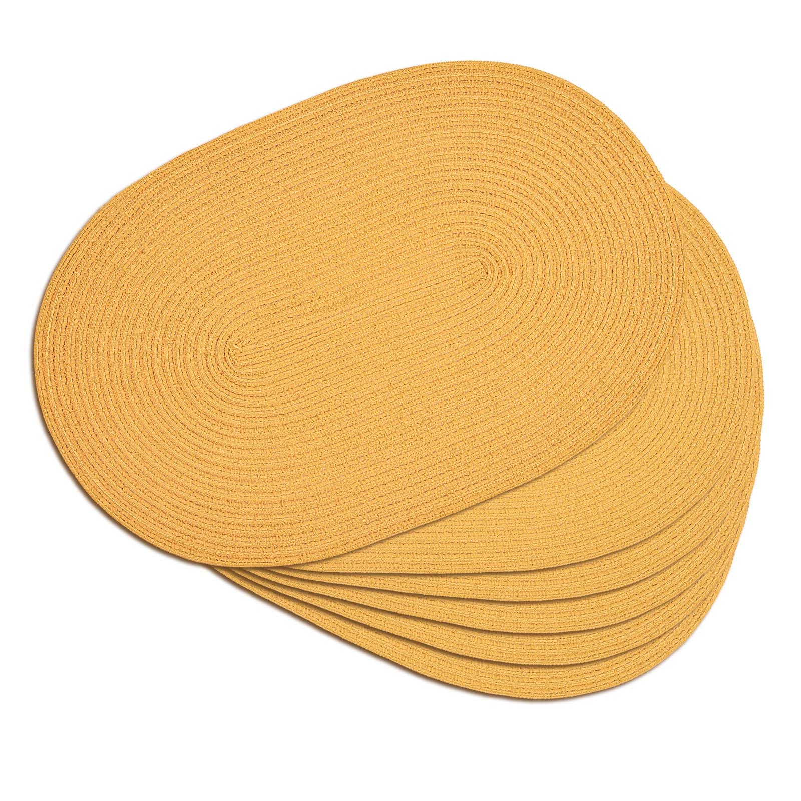 Noctiflorous Woven Oval Braided Mustard Yellow Placemats
