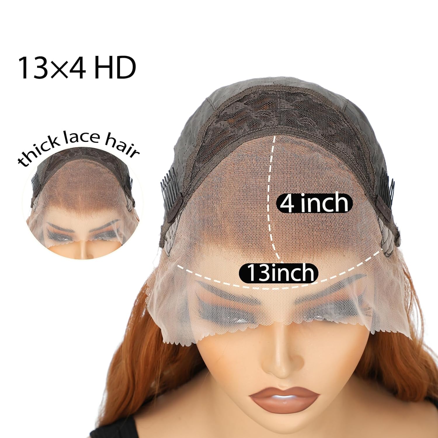 Long Ginger Lace Front Wigs for Women 13x4 HD Lace Front Layered Loose Wavy Pre Plucked Tiny Knots M Natural Hairline 26 Inch Synthetic Reddish Brown Copper Blonde Lace Front Wig