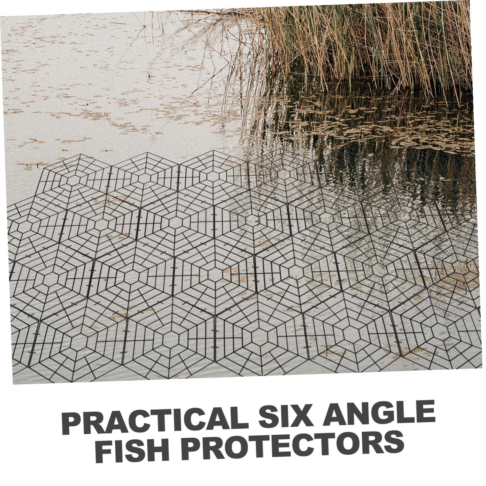Red Protectora de Peces para Estanque, 30 Piezas PP Negro Hexagonal