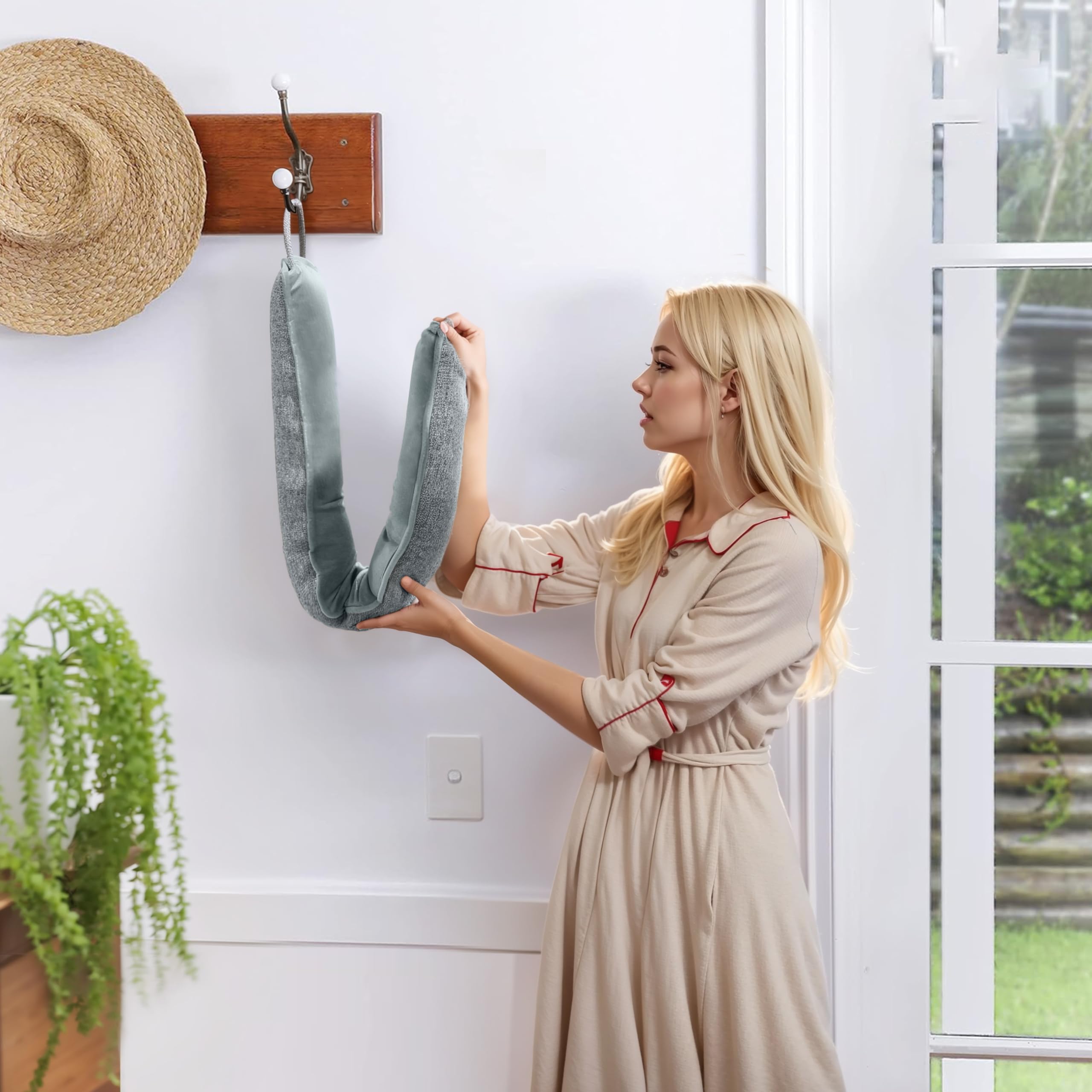 Johnear 2 paraspifferi sotto porta per porte, 90 cm, paraspifferi per porte e finestre, paraspifferi per porte e finestre con passanti sospesi