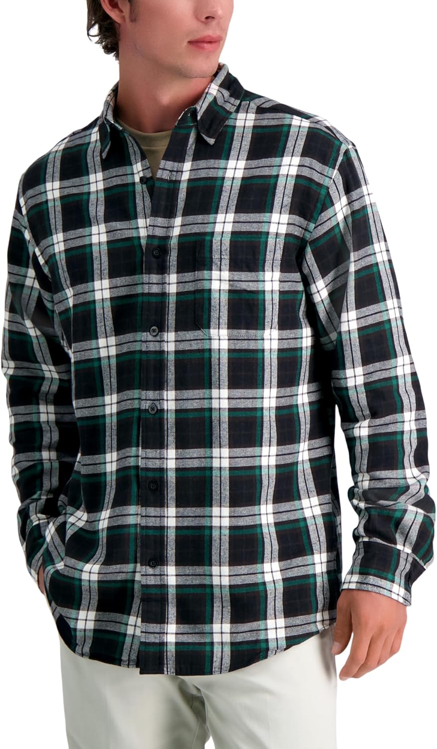 Haggar Mens Classic Plaid Flannel Shirt
