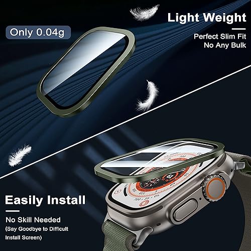 Miniatura 5 de WSKEN para Apple Watch Ultra 3Ultra 2Ultra Protector de Pantalla 49mm, Vidrio Templado 9H + Marco de Aleación de Titanio, Mantener Original Sensible