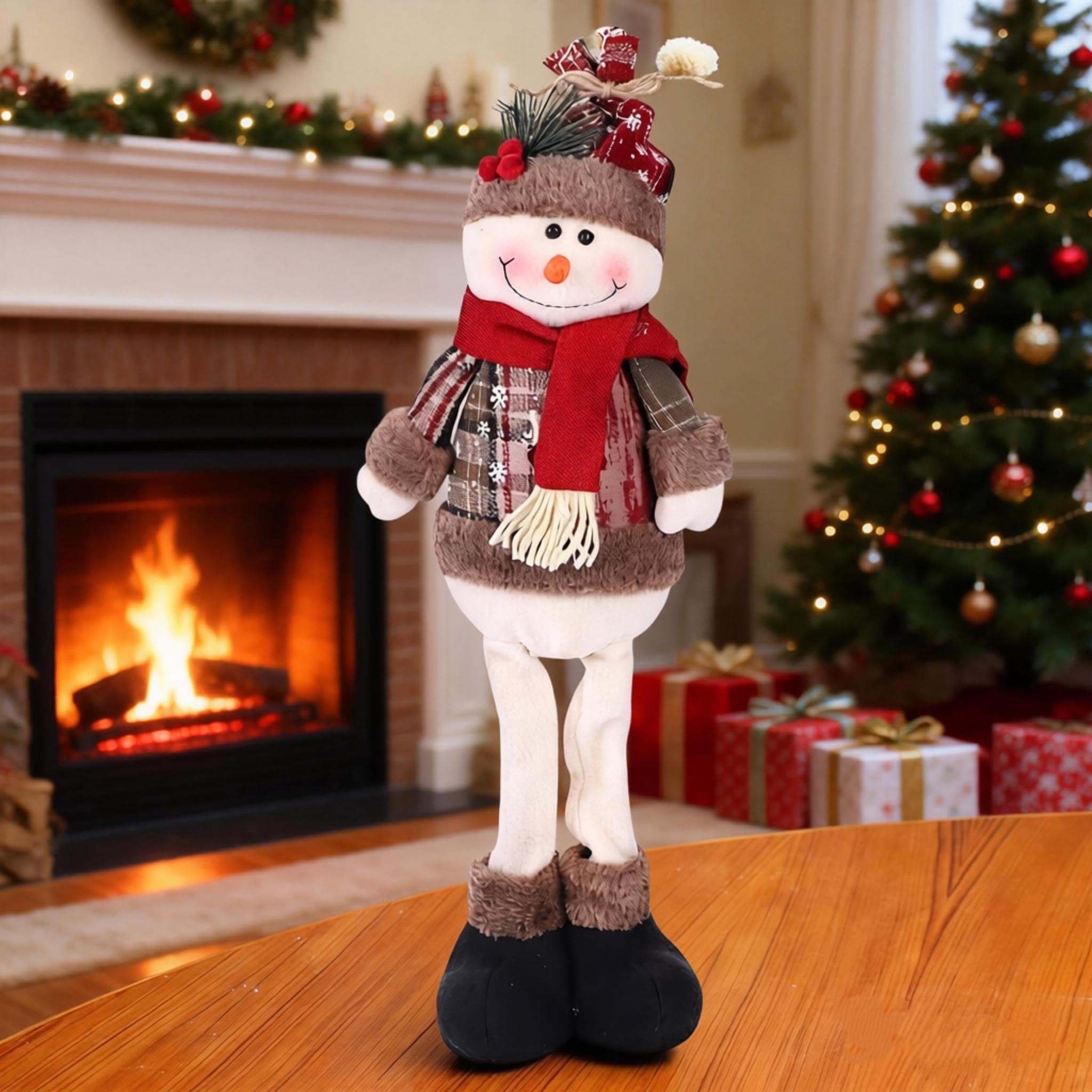 Amazon.com: Christmas Standing Figurine Ornaments Long Leg Snowman