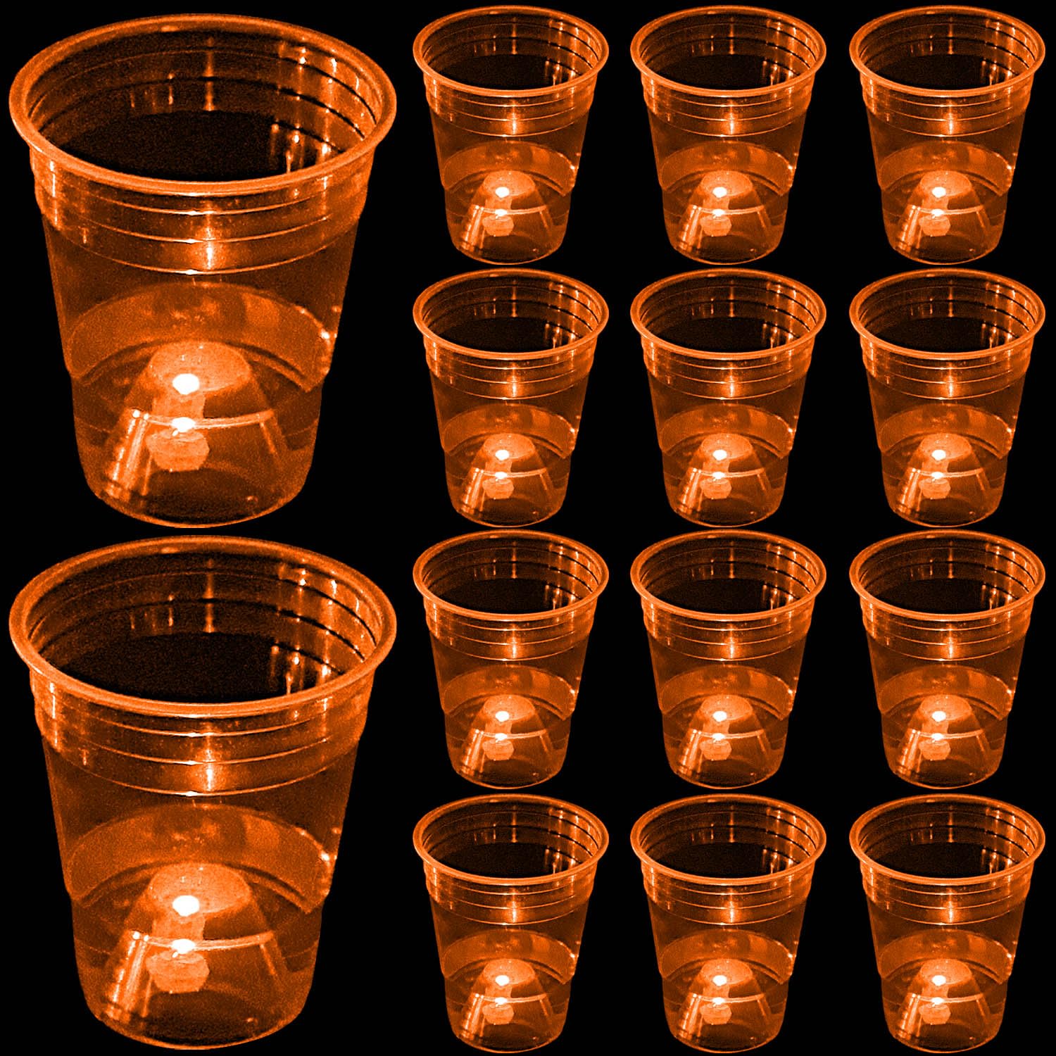 mishunyus 24 Pack Orange Cup, Glow Orange Cups Party Cups-16 oz Suitable for Both Night and Day Party Decoration Supplies,For Halloween Party,