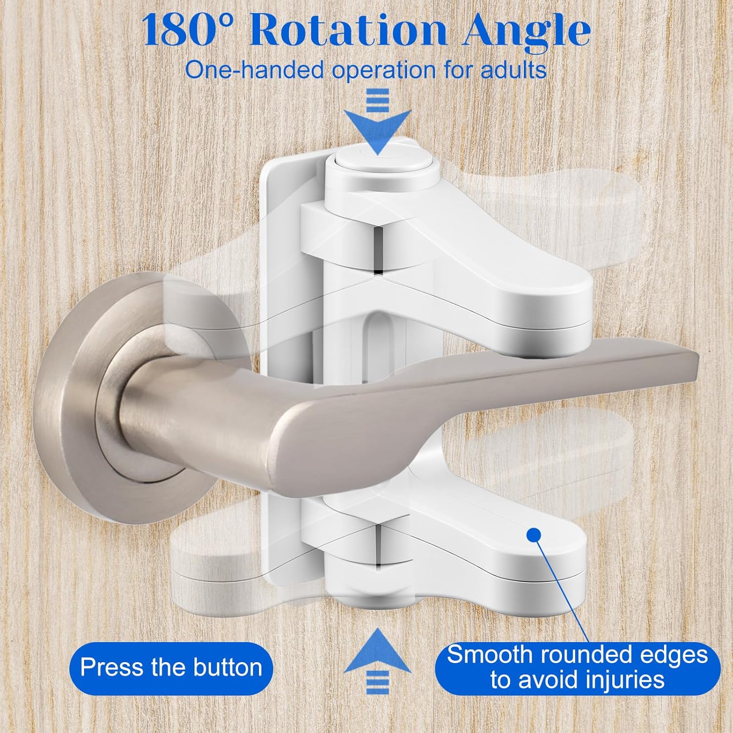2 Pack Child Proof Door Lock, Door Handle Baby Proof Doors Locks for Kids Safety Child Doors Knob Covers Lever Lock with Adhesive Backing Prevents Toddlers from Opening White