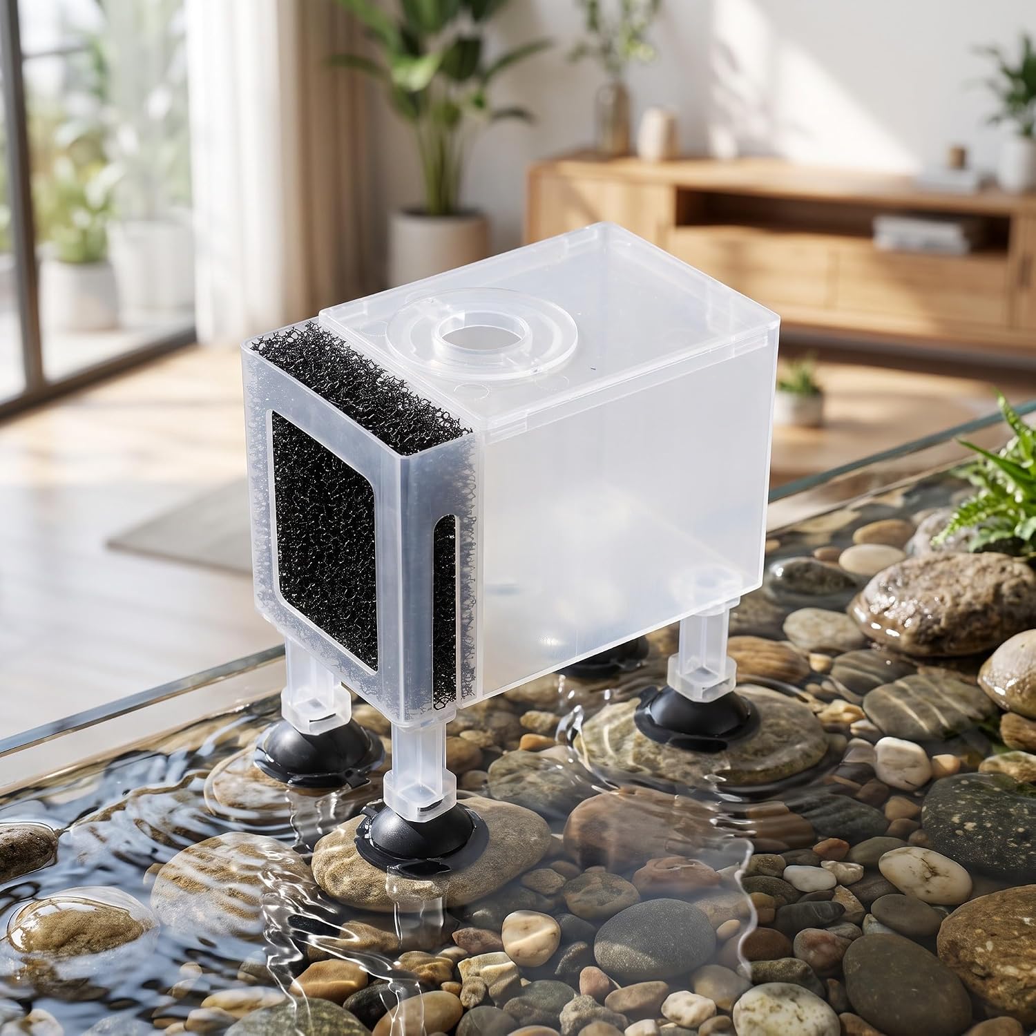 Toddmomy Submersible Pump Protection Box with Sponge Filter Case | Aquarium Accessories for Fish Tanks, Vibration Reduction Cover for Fountain and Pond, Fit 8x6x7cm Pumps