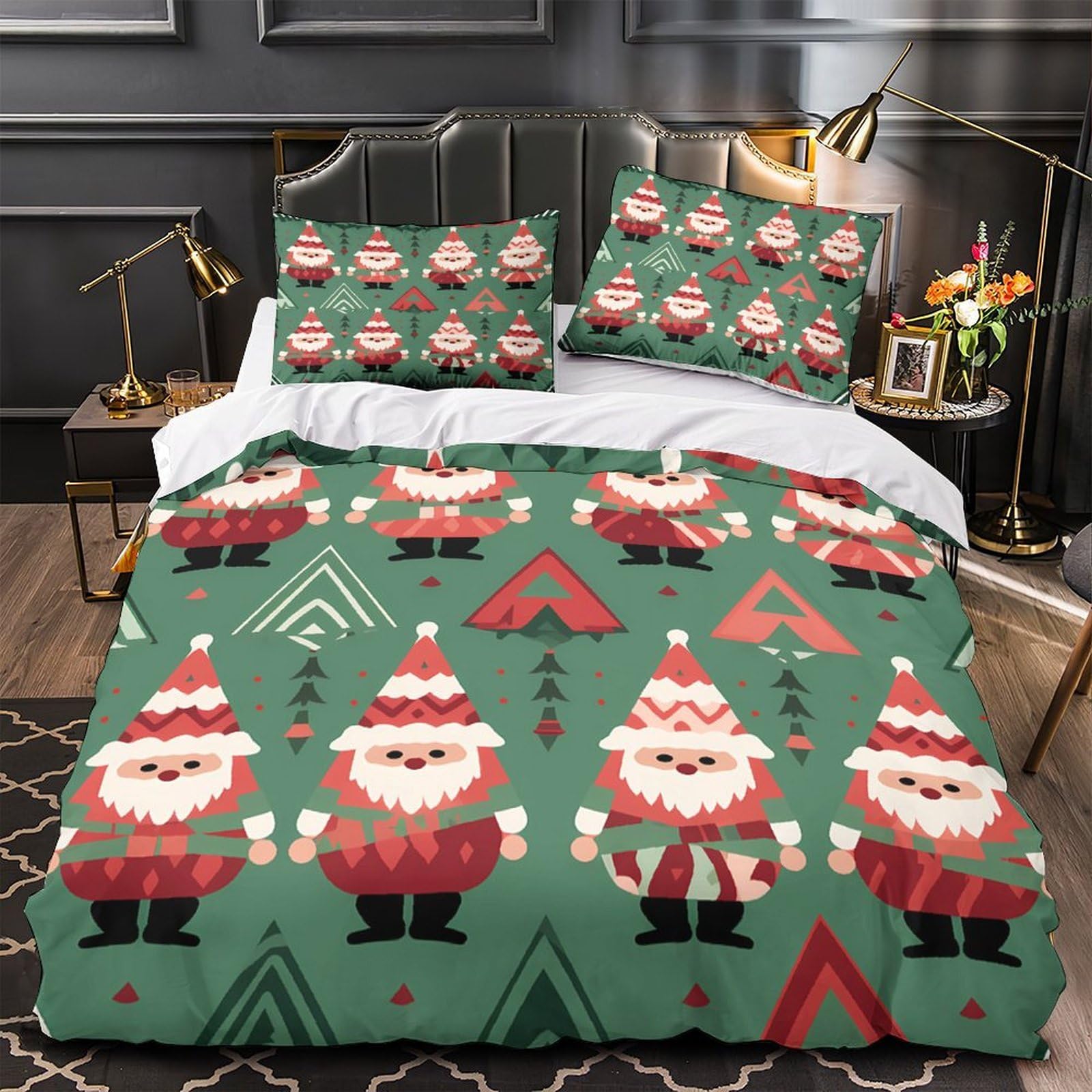 Housse de couette sapin de Noël hypoallergénique parure de lit microfibre 200x200