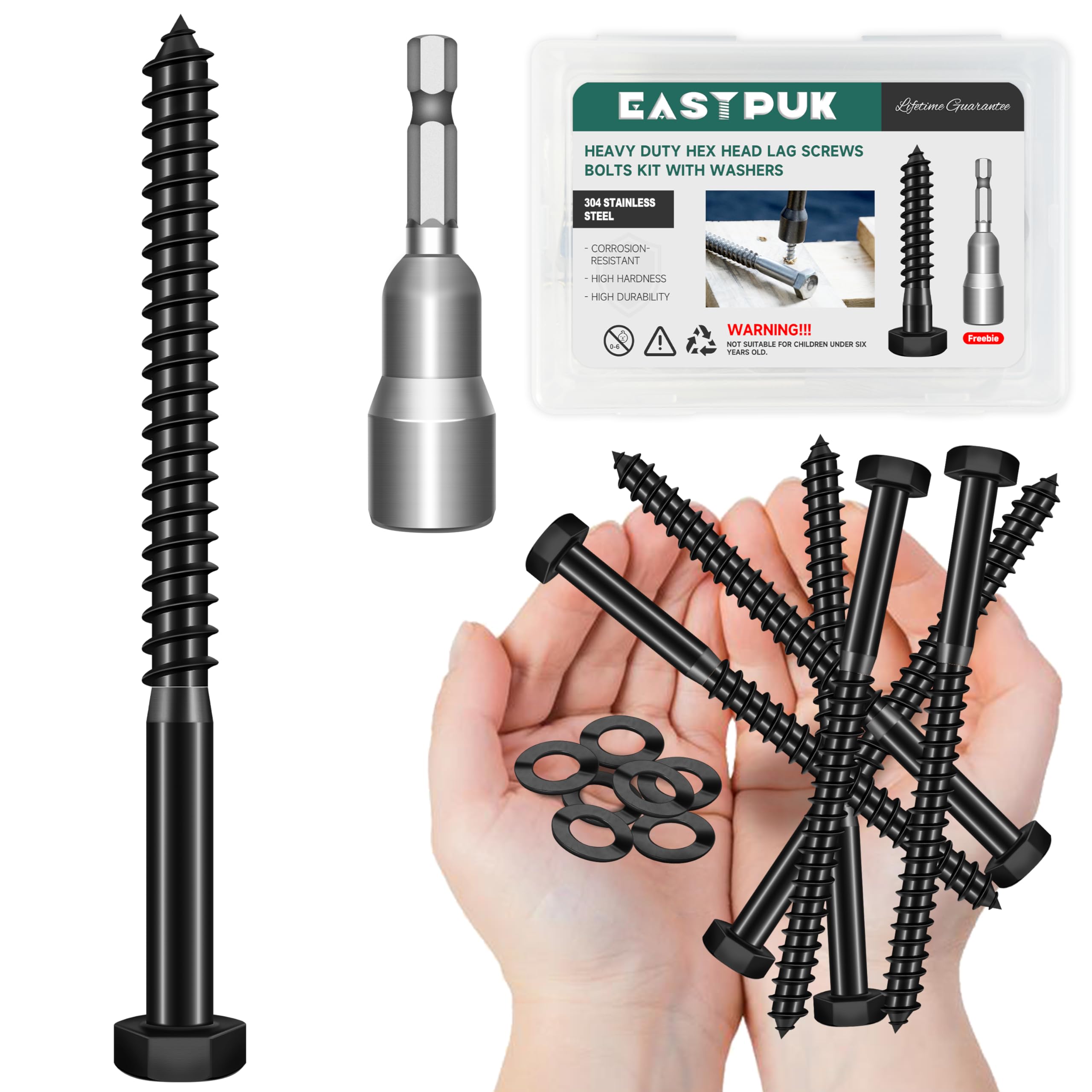 Stainless Steel Lag Bolts - 12 Pack Heavy Duty -23 Stainless Steel Lag Bolts - 12 Pack Heavy Duty -23