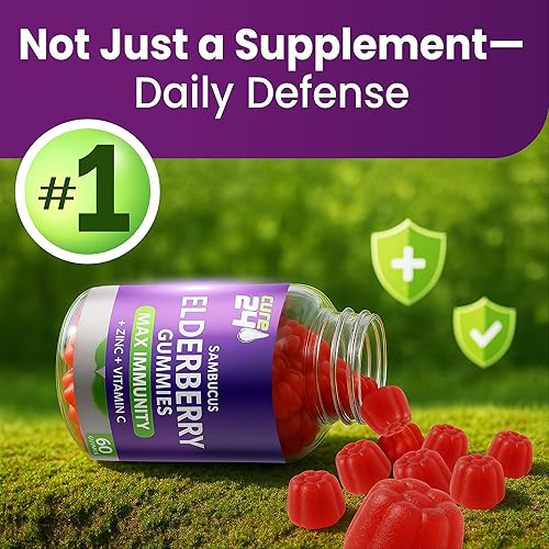 Miniatura 8 de Sambucus - Gomitas de saúco + vitamina C + zinc para niños y adultos, apoyo inmunológico X3, sabores naturales + ingredientes, veganas, sin OMG,