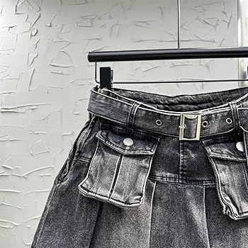Amazon.com: Women's Denim Skirt Belt with 3D Pockets Solid