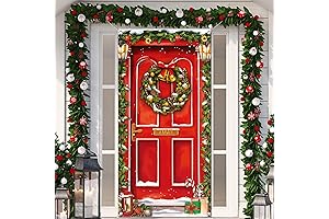 Leyndo Festive Christmas Door Cover: Red Merriment for Your Festive Abode