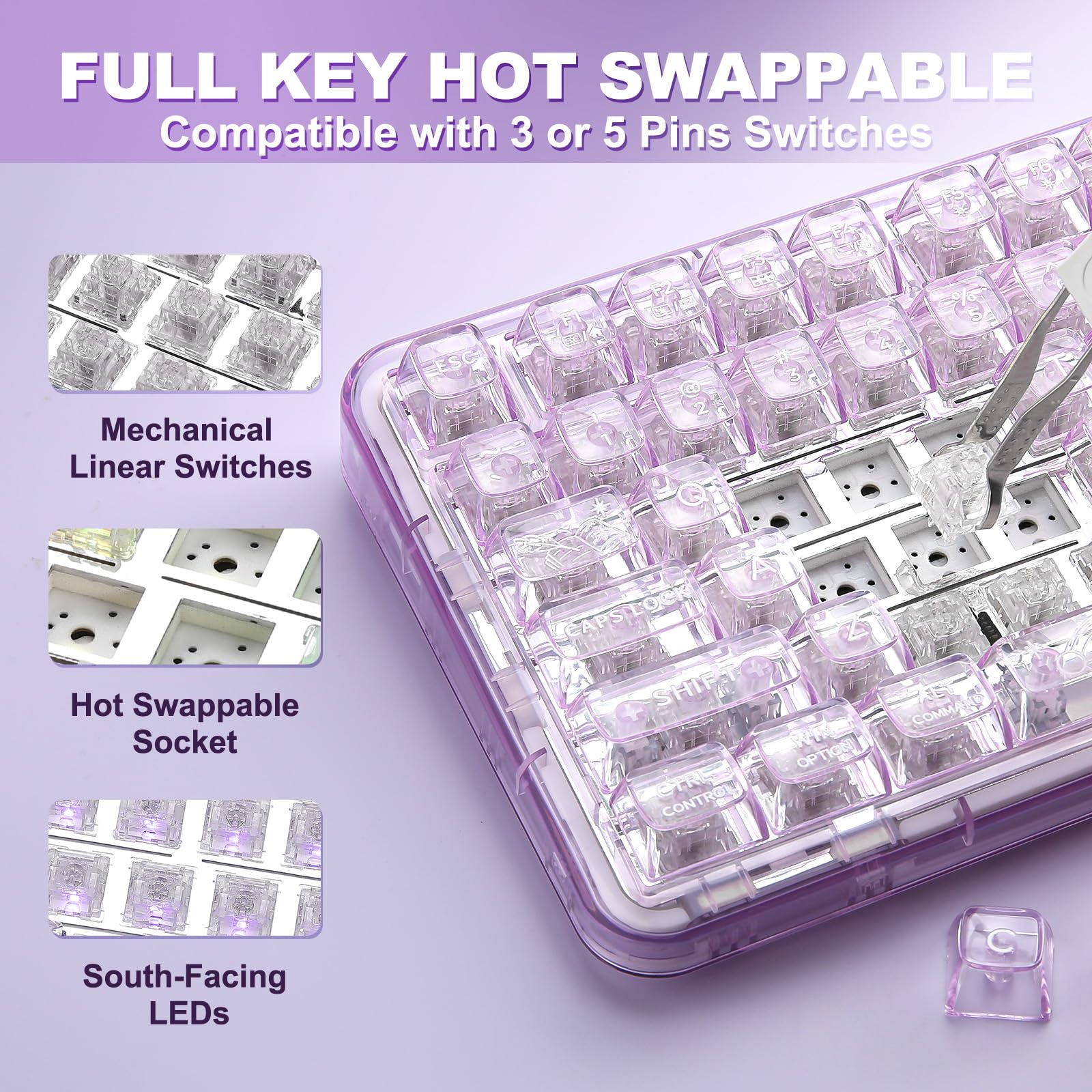 Amazon | YUNZII X98 QMK/VIA対応 ワイヤレス メカニカル ゲーミング
