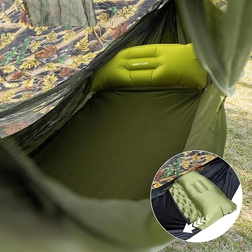 Miniatura 5 de Night Cat Tienda de campaña Hamaca para acampar hamaca portátil 4 en 1 ligera con lona de lluvia y mosquitera para senderismo en la selva al aire