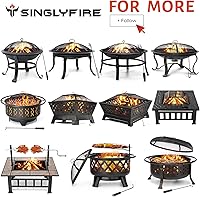Vista 8 de SINGLYFIRE - Hogueras de 30 pulgadas para exteriores con parrilla, hoguera de leña al aire libre grande, cuenco de acero para fogata para patio