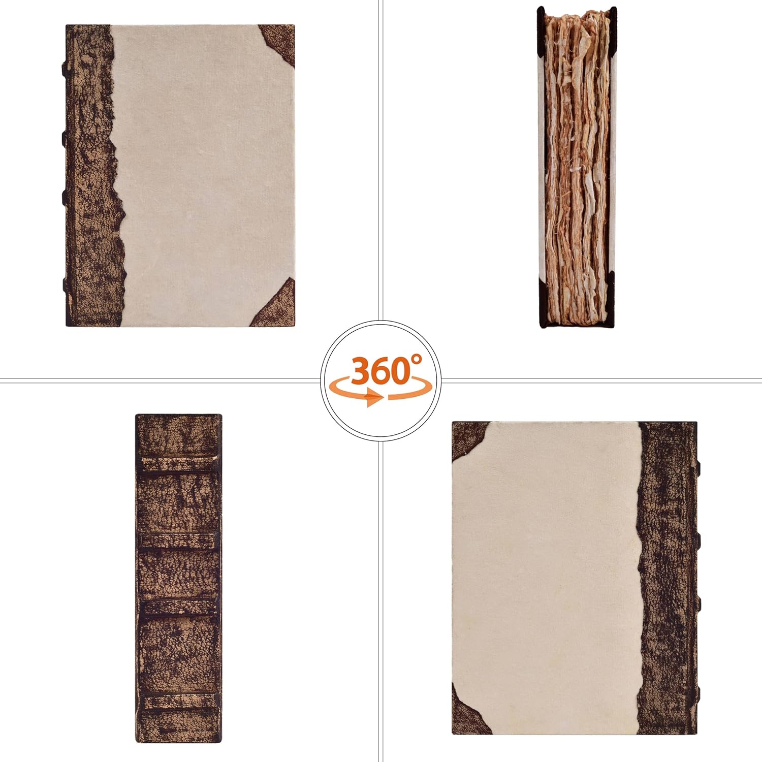 LEATHER VILLAGE Leather Journal – Vintage Leather Journal – Book of Shadows – Leather Bound Journal – Leather Sketchbook – Antique/Vintage Deckle Edge Handmade Paper of 200 GSM – 13 X 8 inches