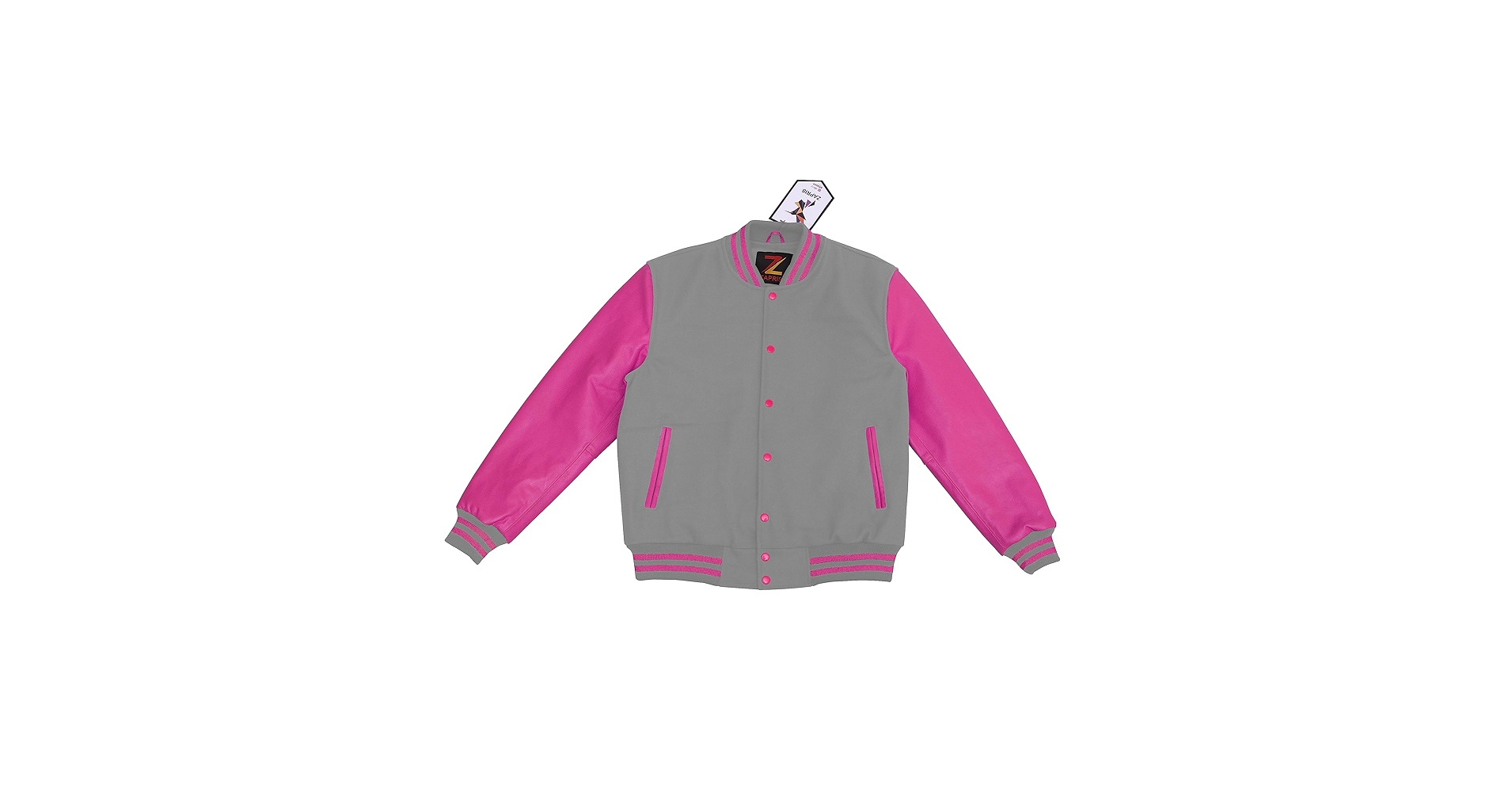 ZAPRIS Men's Varsity Jacket PINK SHINE Genuine Leather